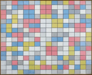 Komposition mit Raster 9: Schachbrettkomposition mit hellen Farben, 1919